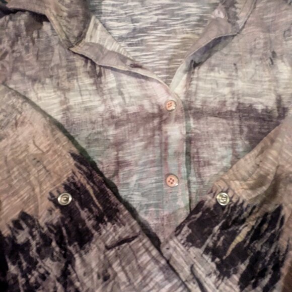 David Cline gray/black/taupe "Storm" button down mini dress/tunic size S - Picture 5 of 10